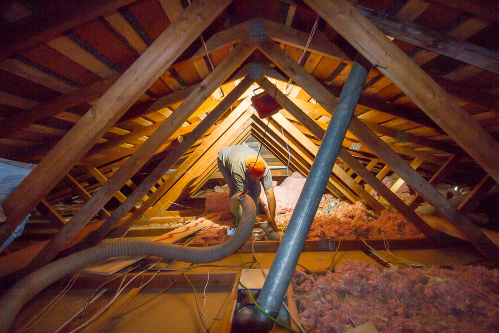 A person in an attic